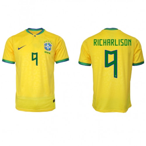 Fotballdrakt Herre Brasil Richarlison #9 Hjemmedrakt VM 2022 Kortermet
